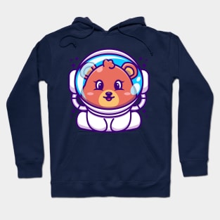 Cute baby bear wearing an astronaut helmet, cartoon character Hoodie